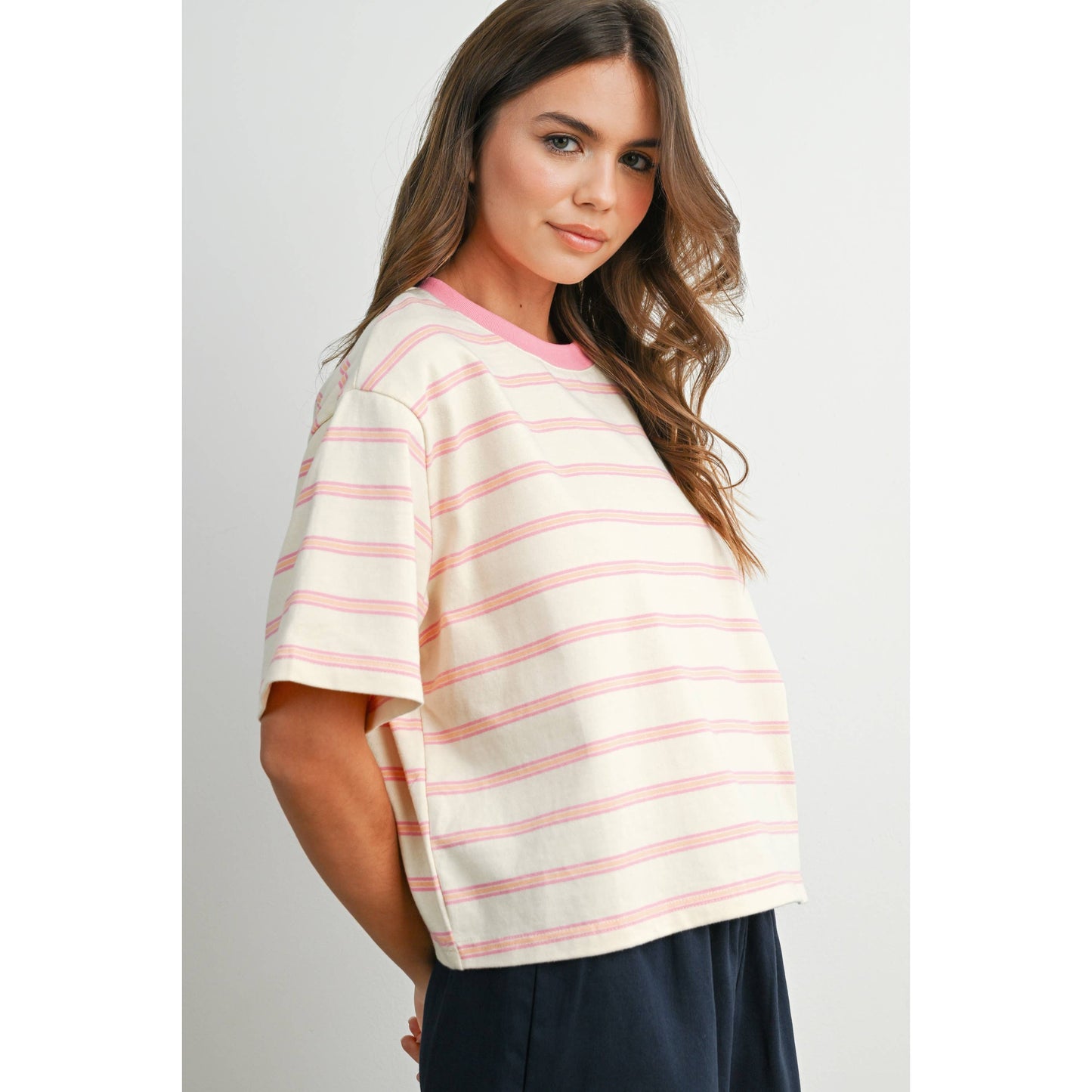 Cropped T-Shirt with stripes