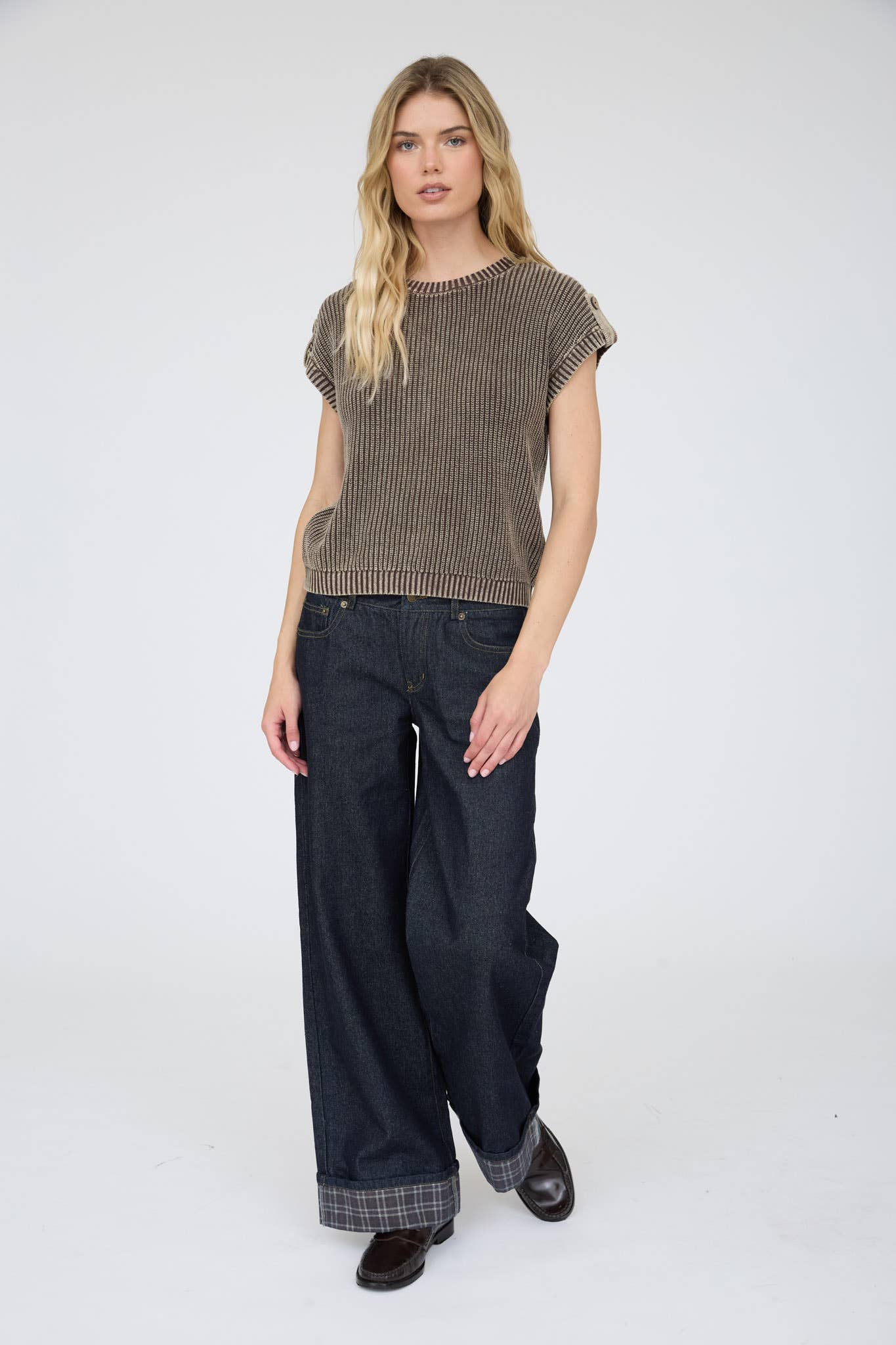 Brown washed sweater vest
