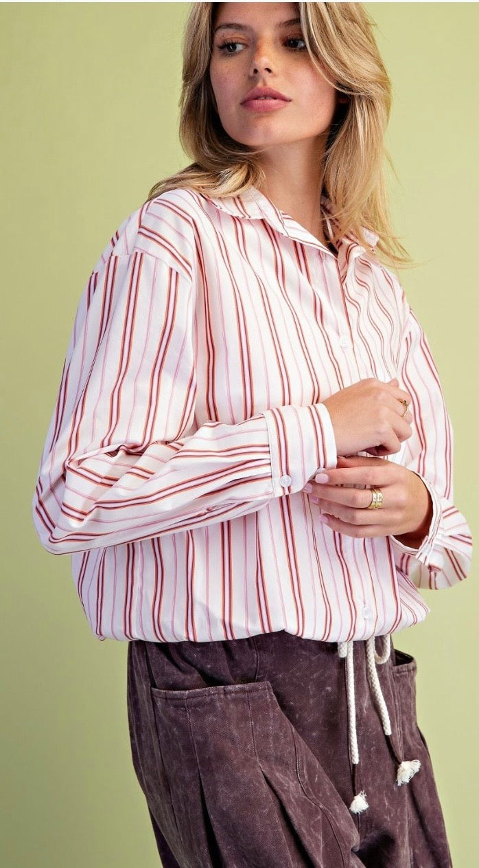Striped poplin top