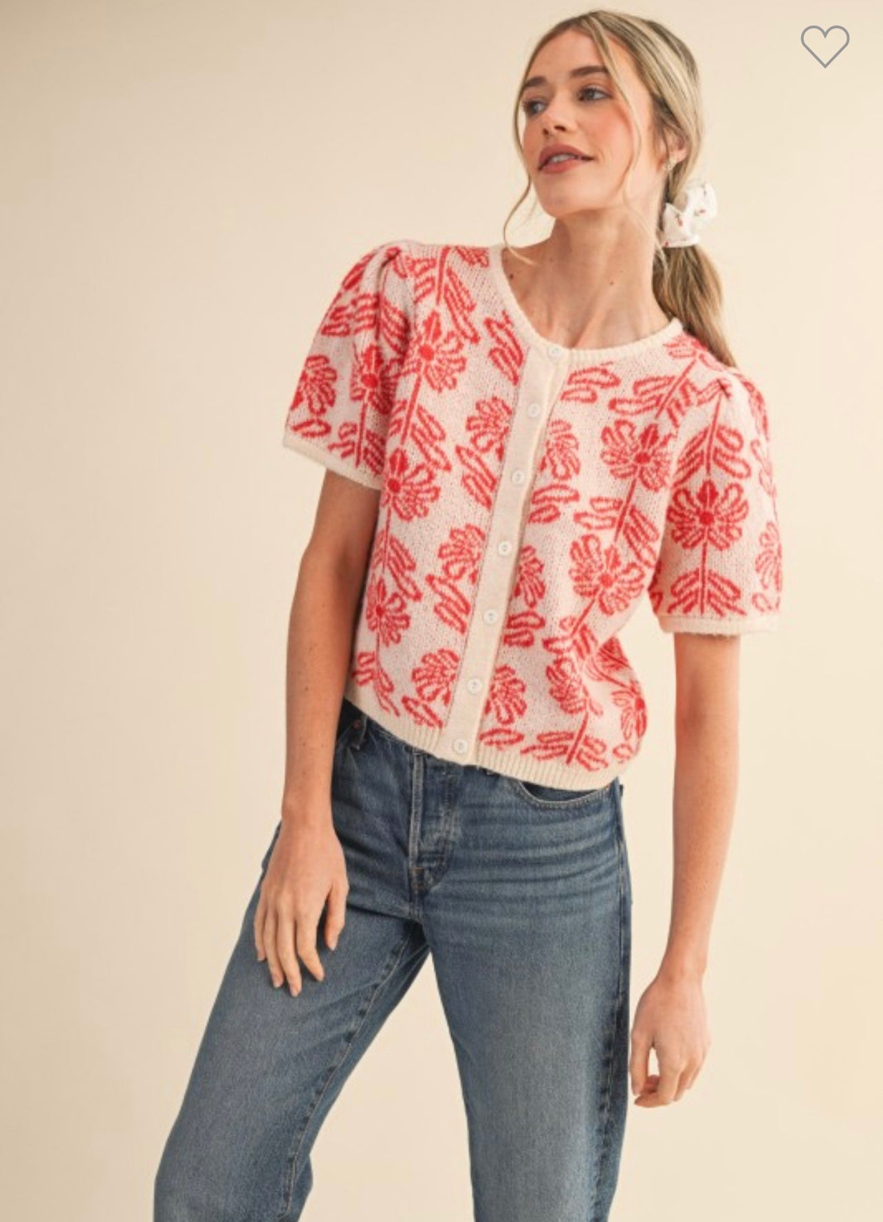 Puff sleeve sweater cardigan