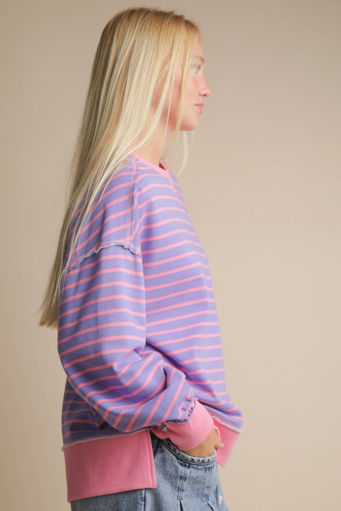 NT11927-Stripe Comfy Casual Oversized Knit Top