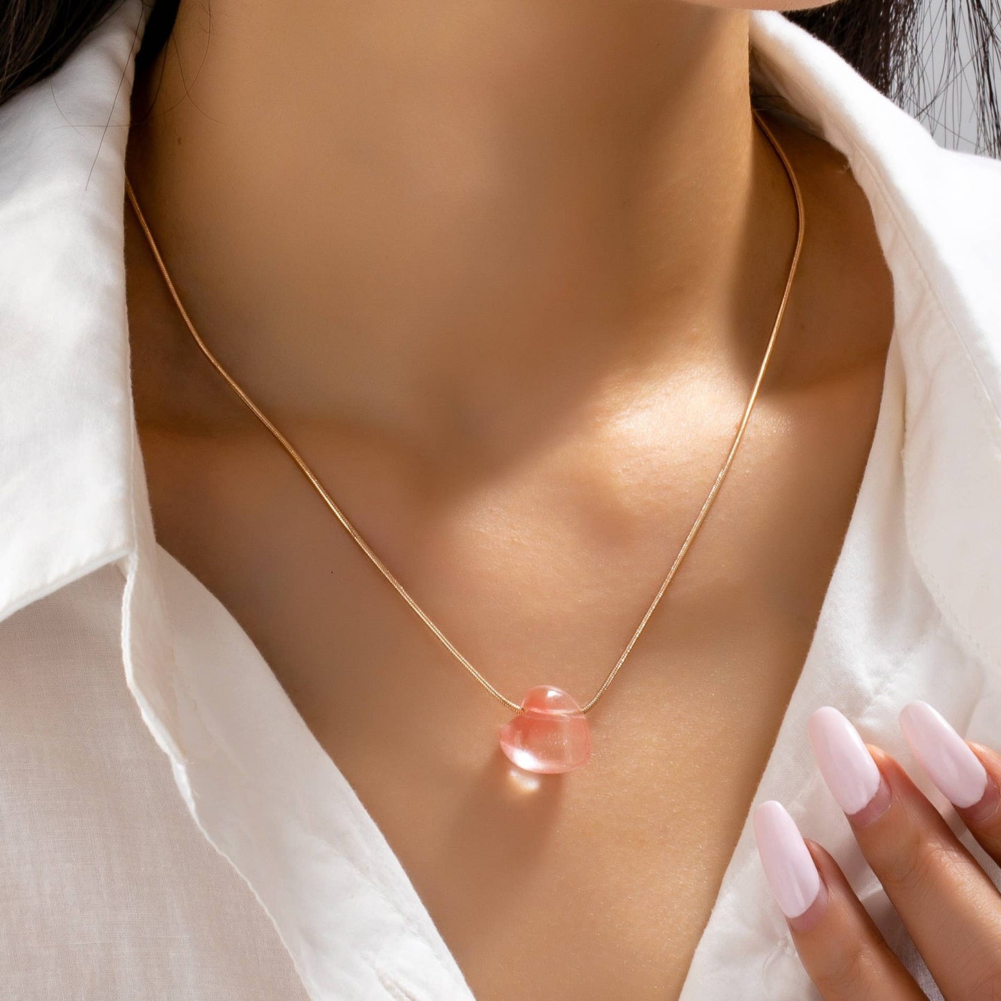 NATURAL STONE SEMI PRECIOUS HEART NECKLACE | 80N92675