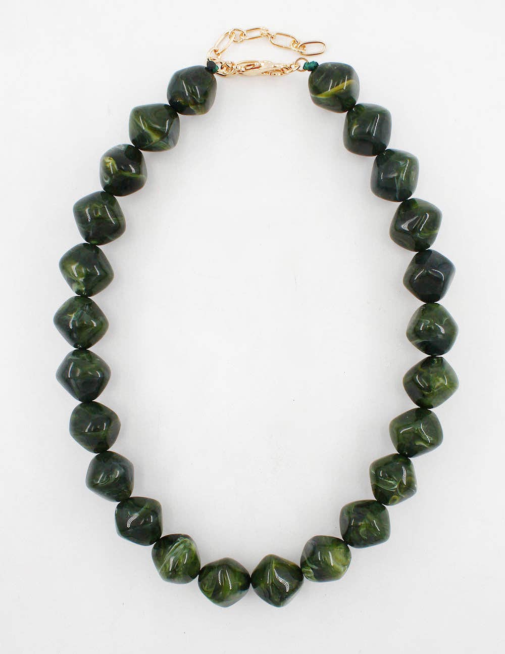 What's Hot - Green Acrylic Stone Chunky Beaded 16"-18" Necklace