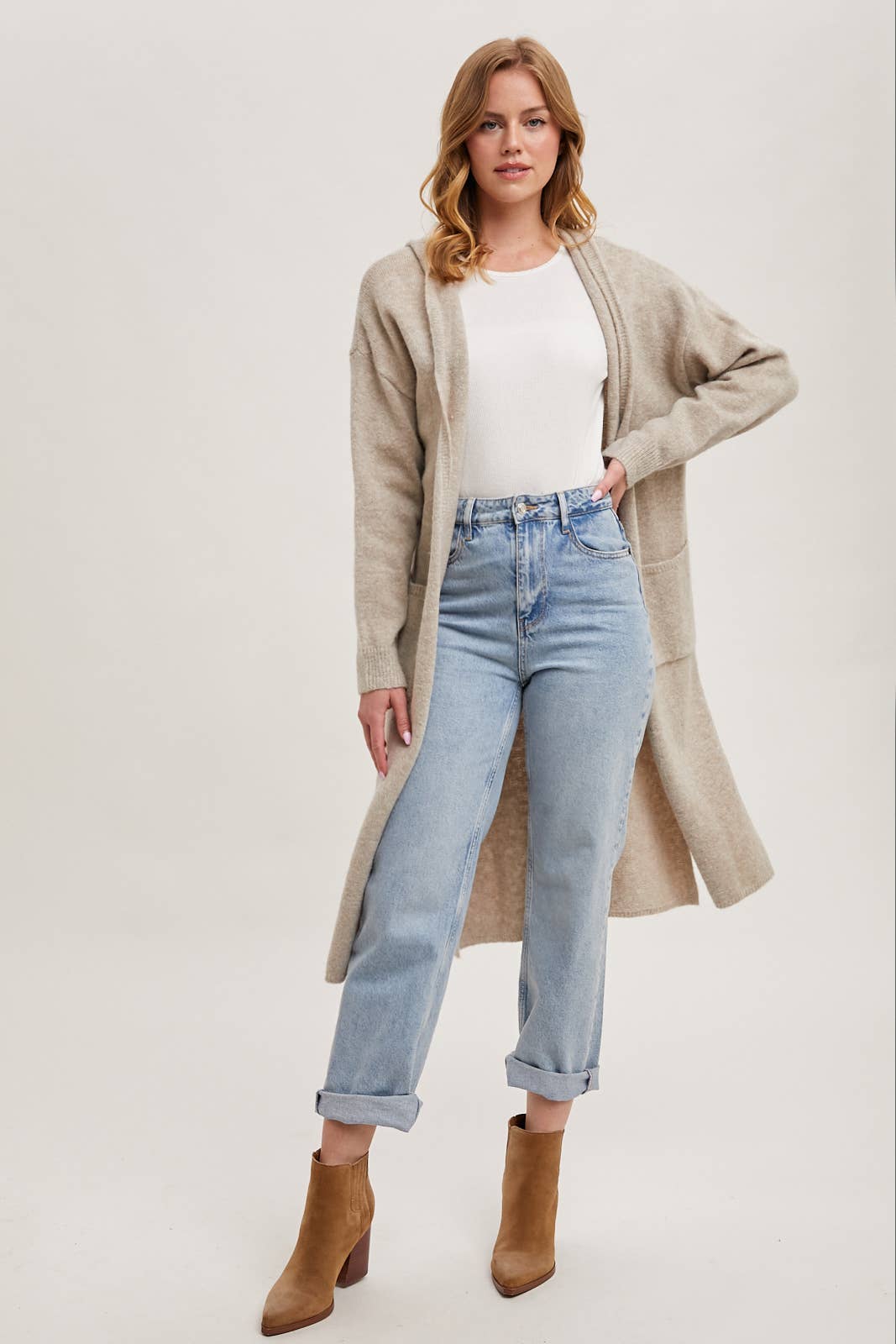 LONGLINE HOODIE OPEN FRONT CARDIGAN