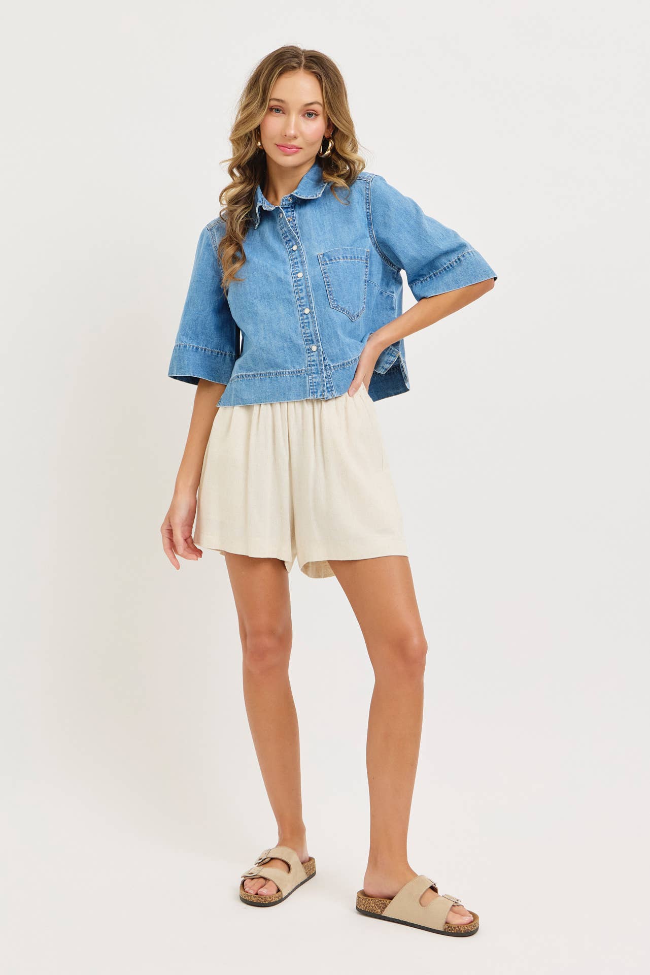 Sweet Lovely by Jen - CASUAL EVERYDAY EFFORTLESS DENIM BUTTON DOWN SHIRT