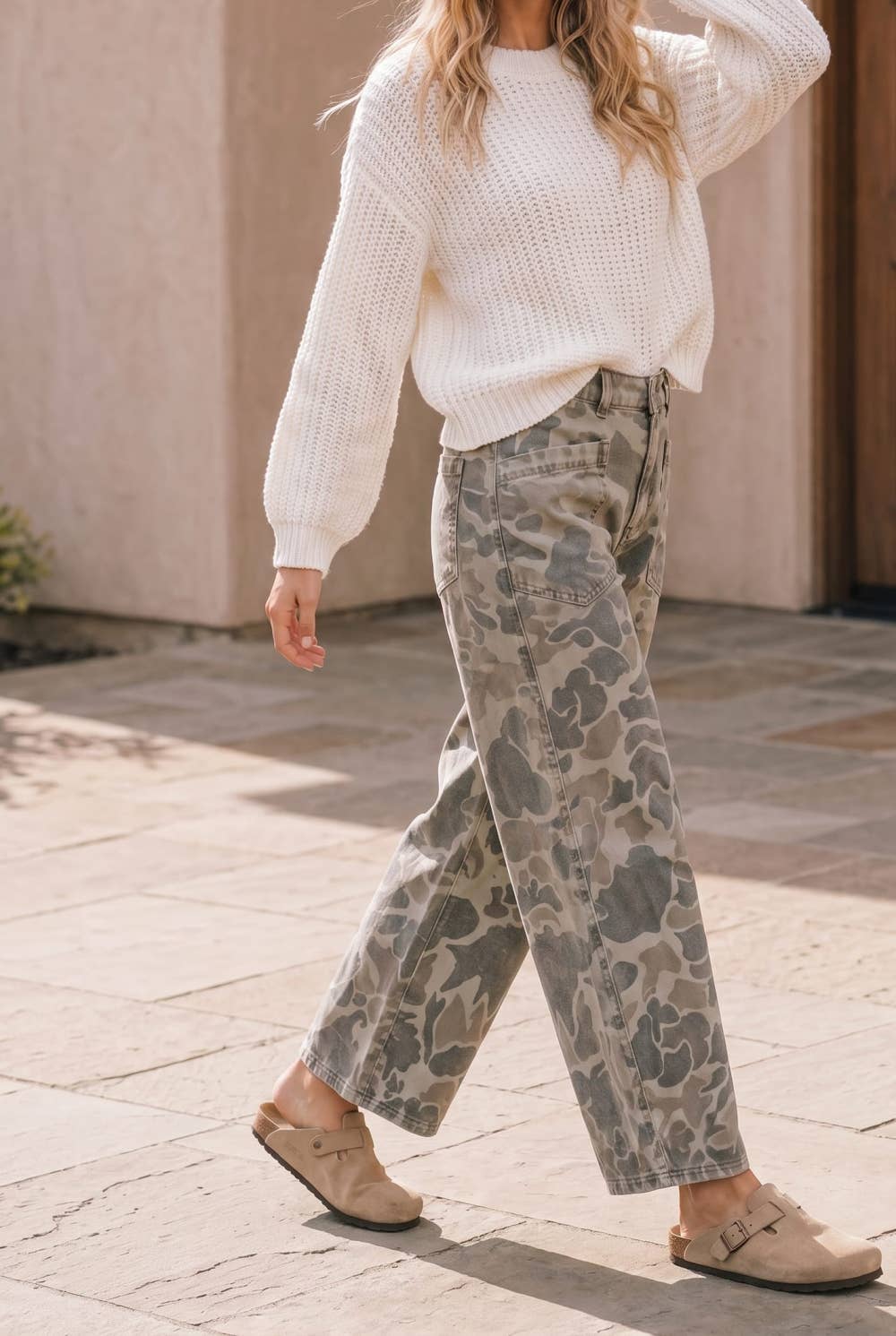 Kori America - Camo Wide Leg Utility Denim Pants