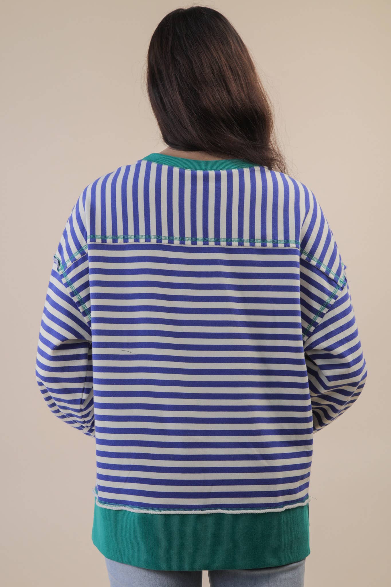 NT11927-Stripe Comfy Casual Oversized Knit Top