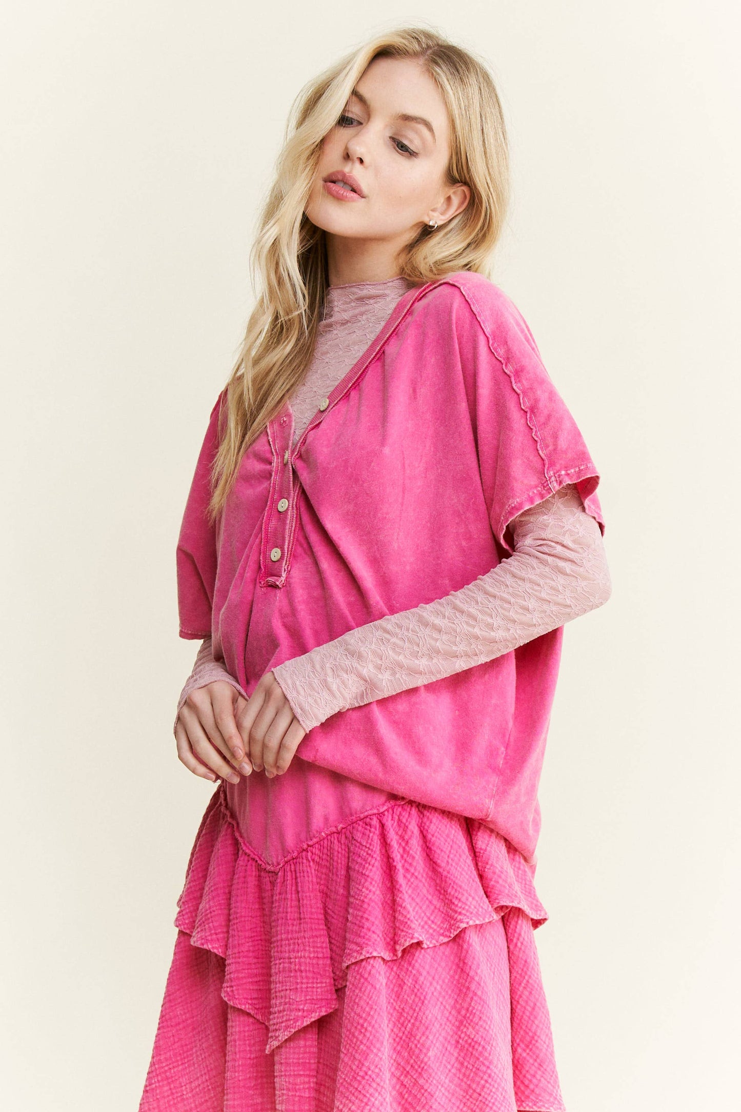 Mesh Floral Lace Layering top HT6578P1