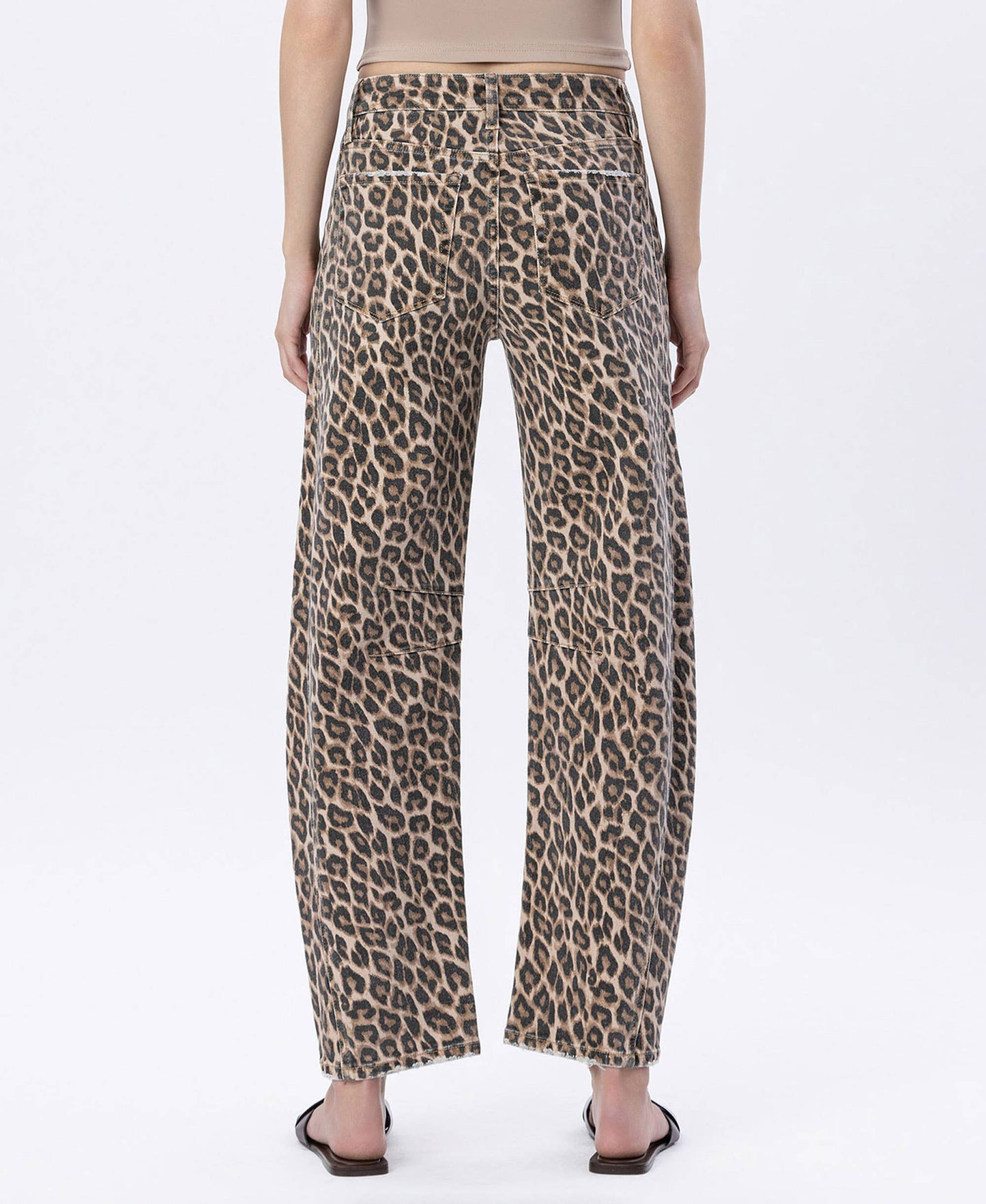 VERVET by FLYING MONKEY - HIGH RISE LEOPARD PRINT BARREL JEANS V3697LPD
