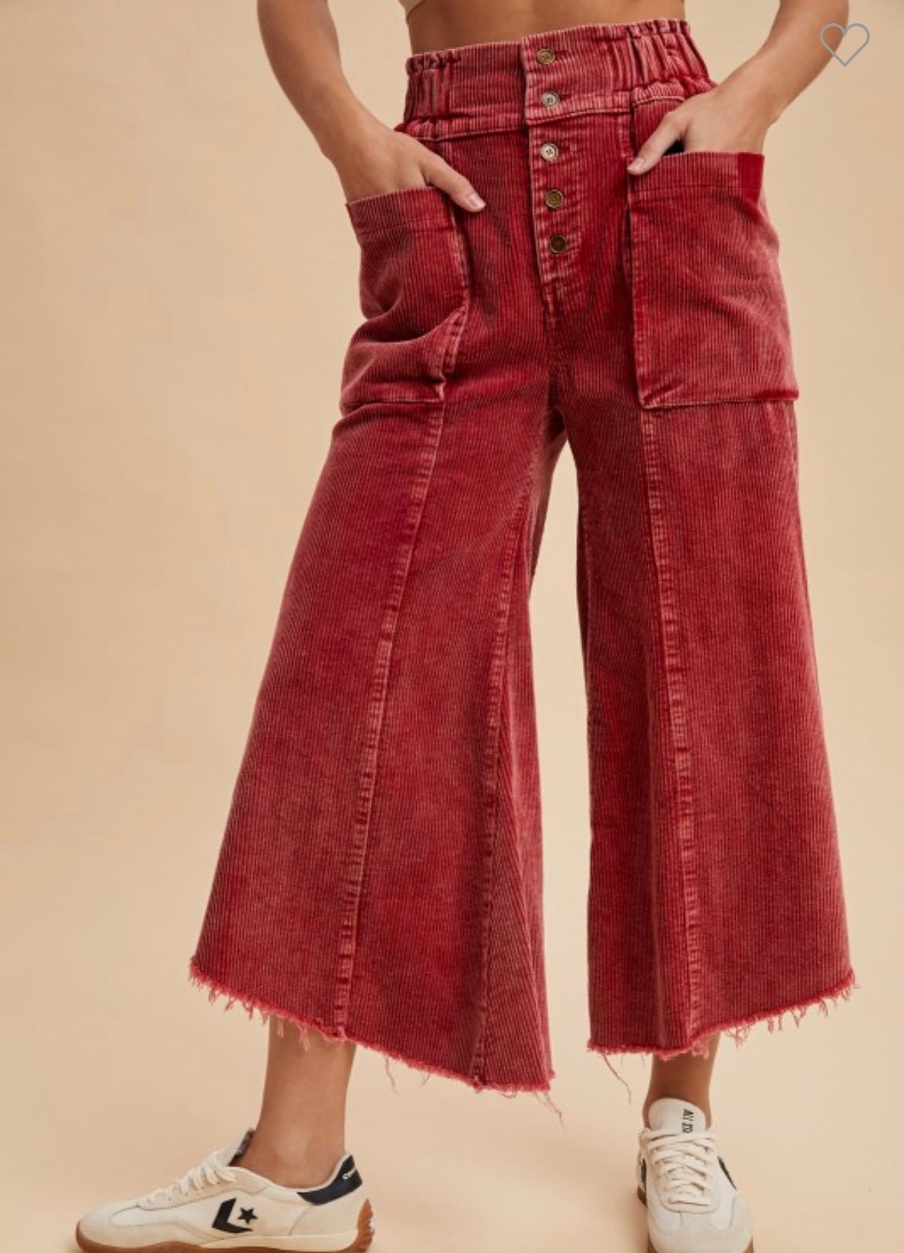 Mineral washed fray hem corduroy