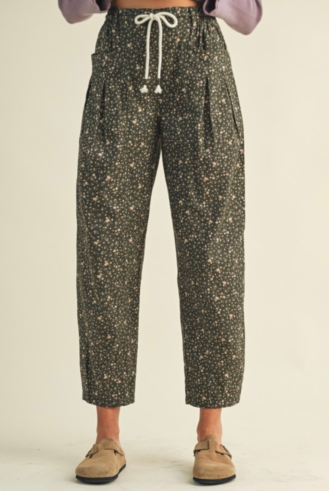 Olive floral pant