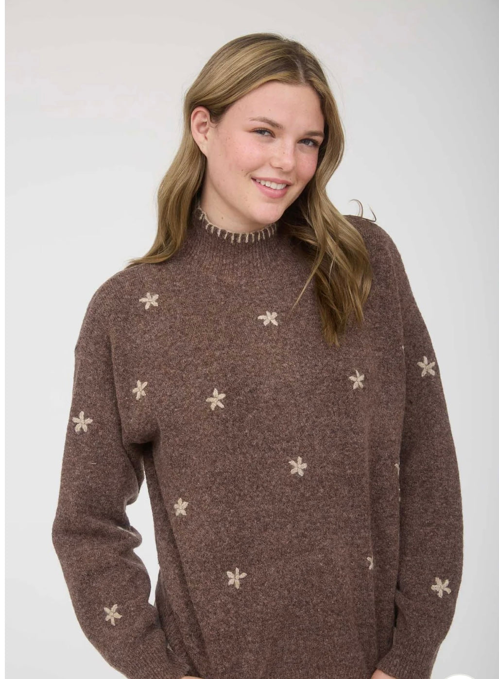 Floral embroidery sweater