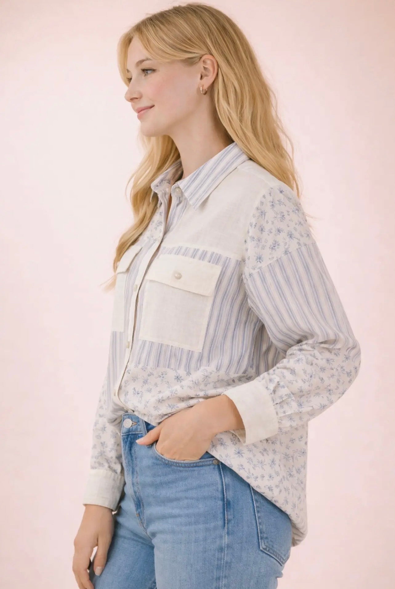 Blue floral shacket Jacket