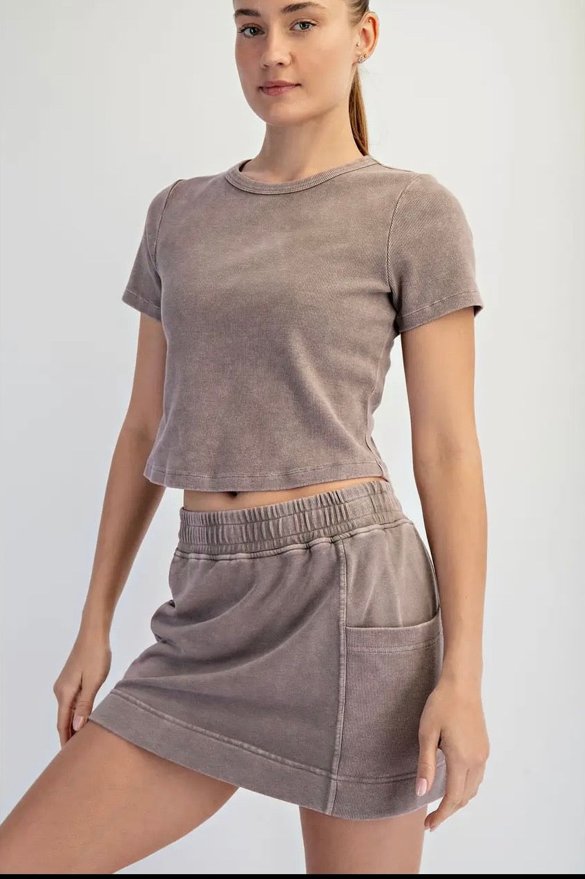 Mineral washed cotton rib top