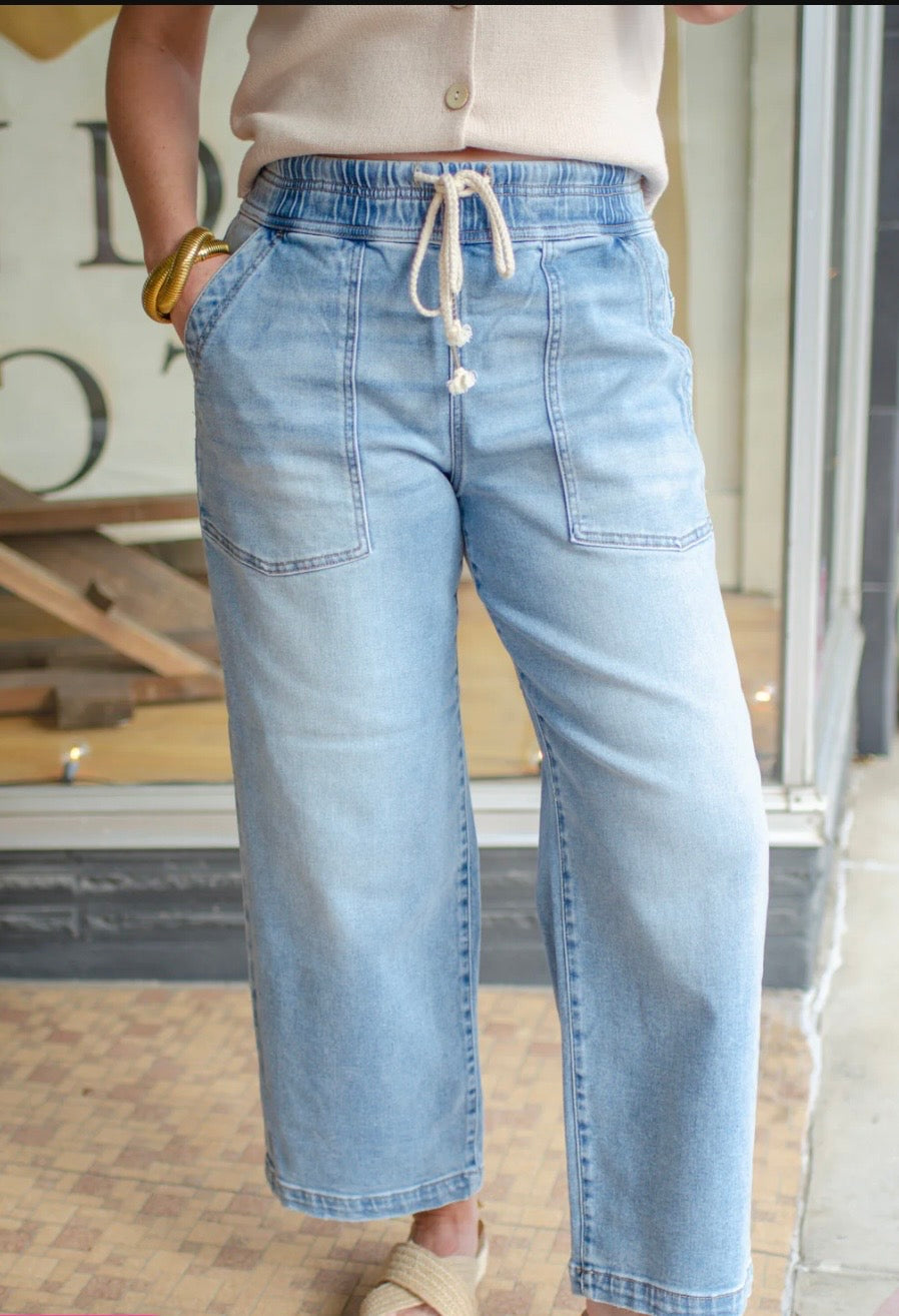 Risen cropped baggy jeans