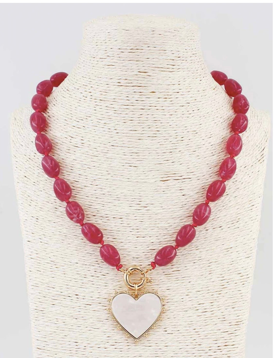 Hot pink beaded with heart