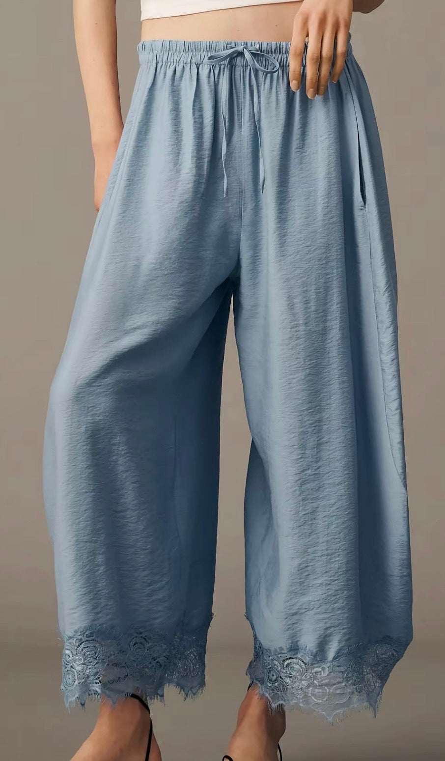Lace trimmed pants