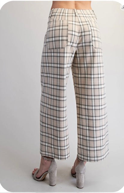 Plaid straight leg pants