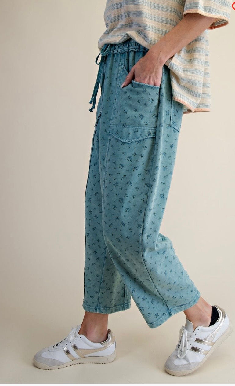 Ditzy printed washed terry pants