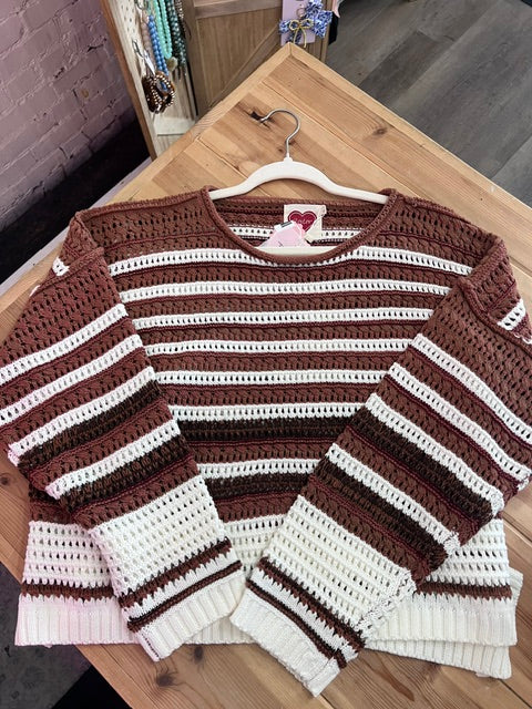 Brown crochet sweater