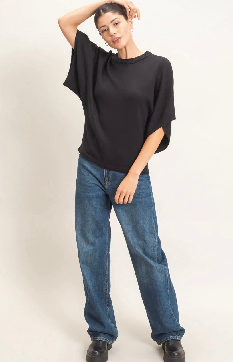 Black crewneck sweater