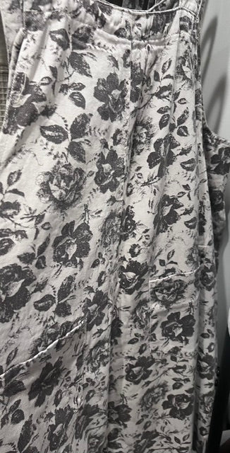 Floral printed enzyme washed overall