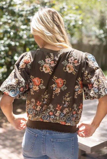 Voy floral embroidered top
