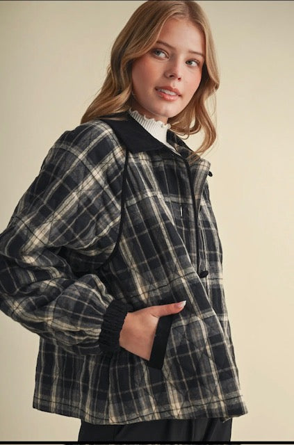 &MERCI - PLAID JACKET WITH CONTRAST CORDUROY