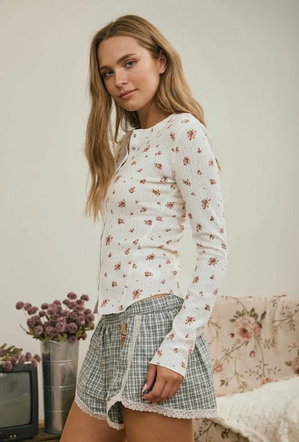 Floral waffle top