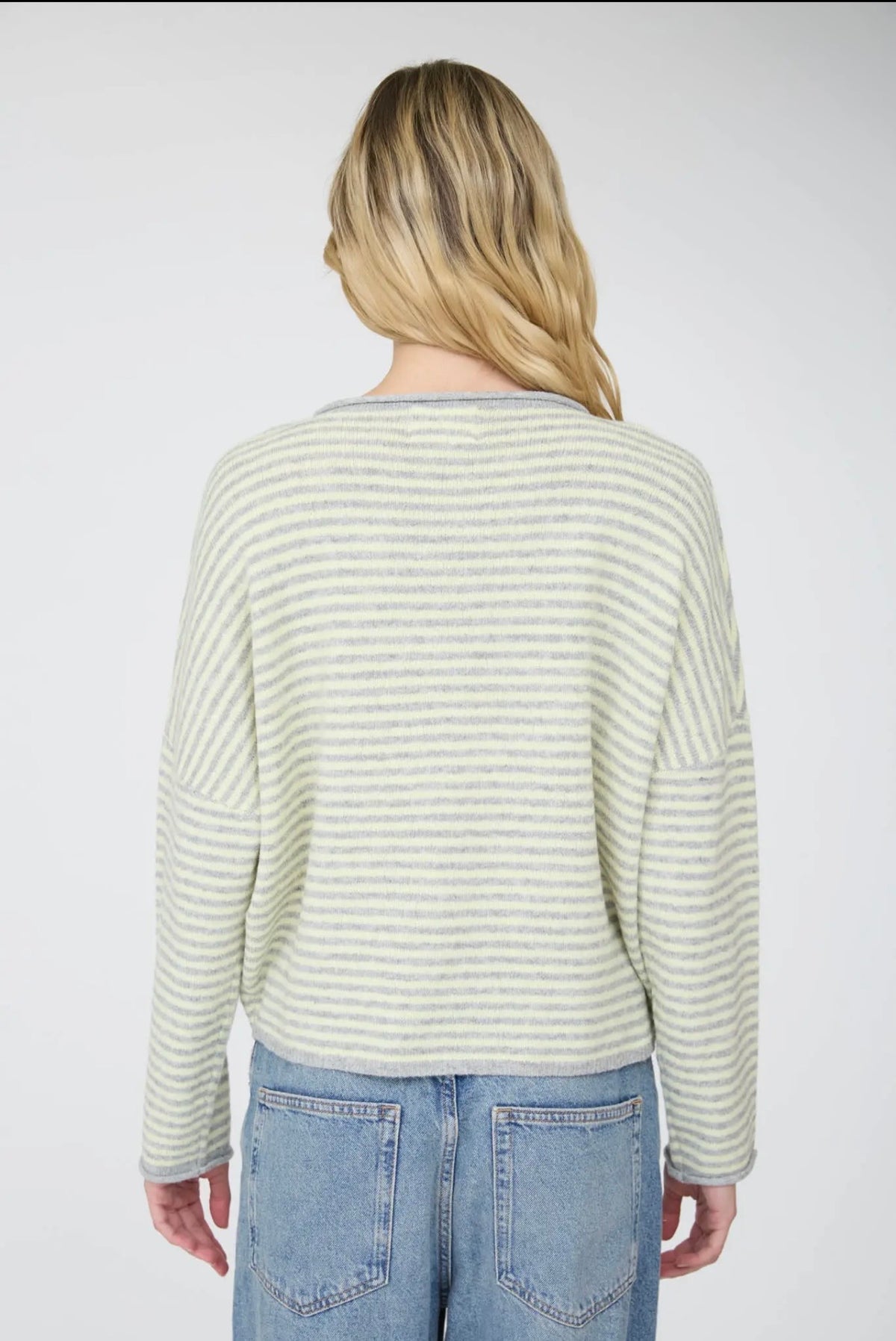 Stripe drop shoulder knit cardigan