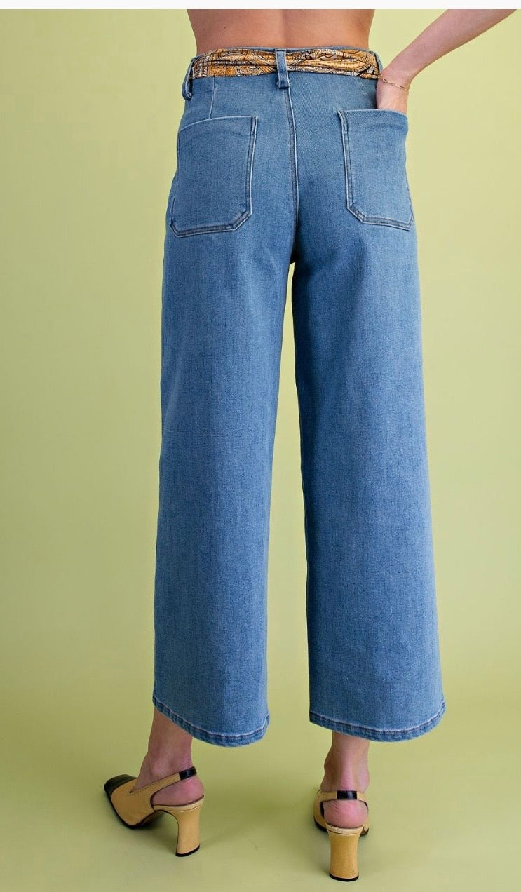 Scarf tie waisted jeans