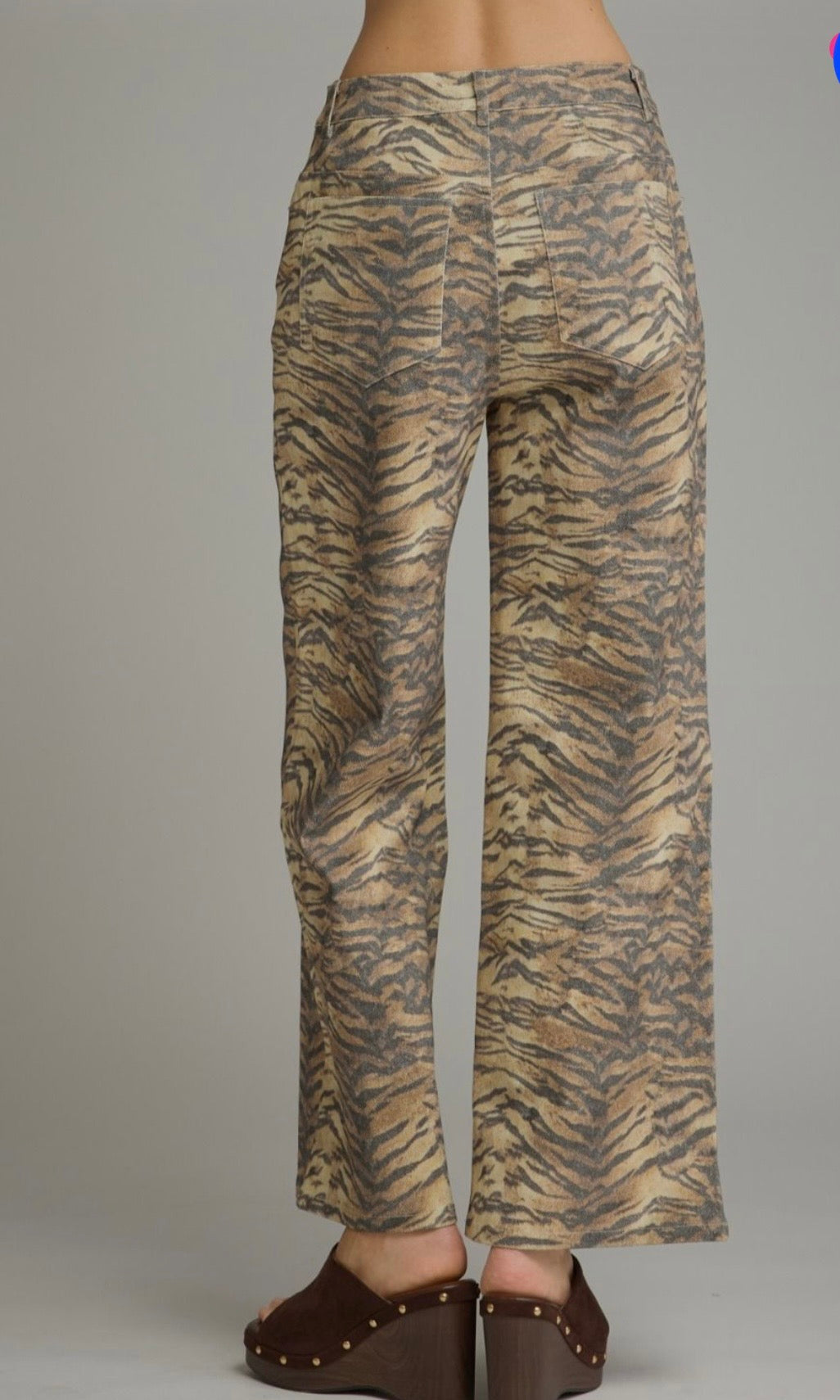 Animal print wide leg pants