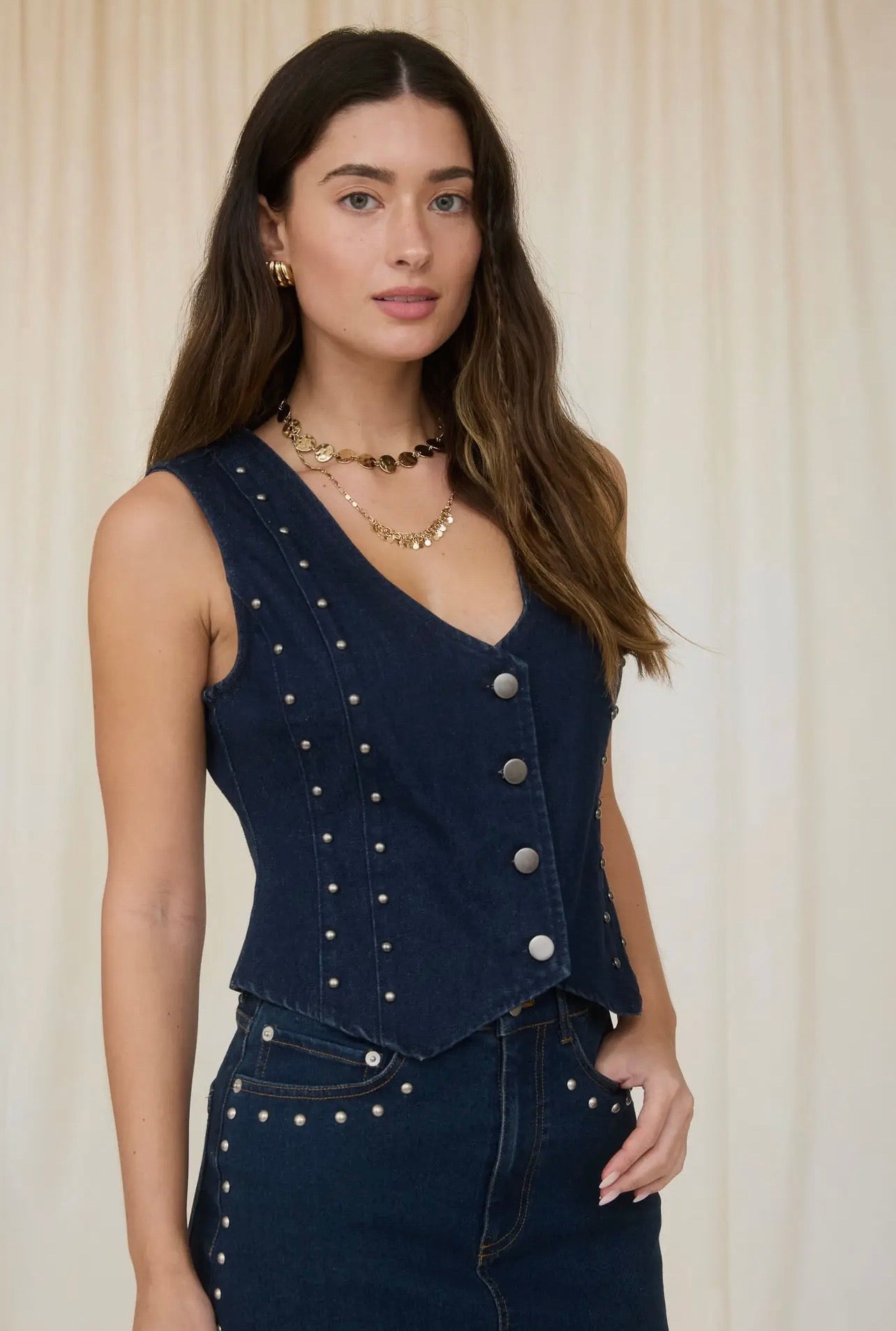 Stud denim vest