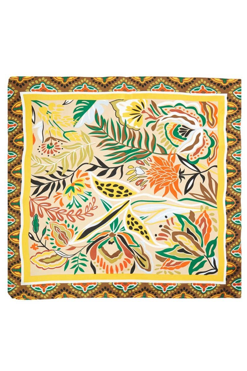 Wholesale Accessory Market - Jungle Edit Taupe Square Satin Scarf