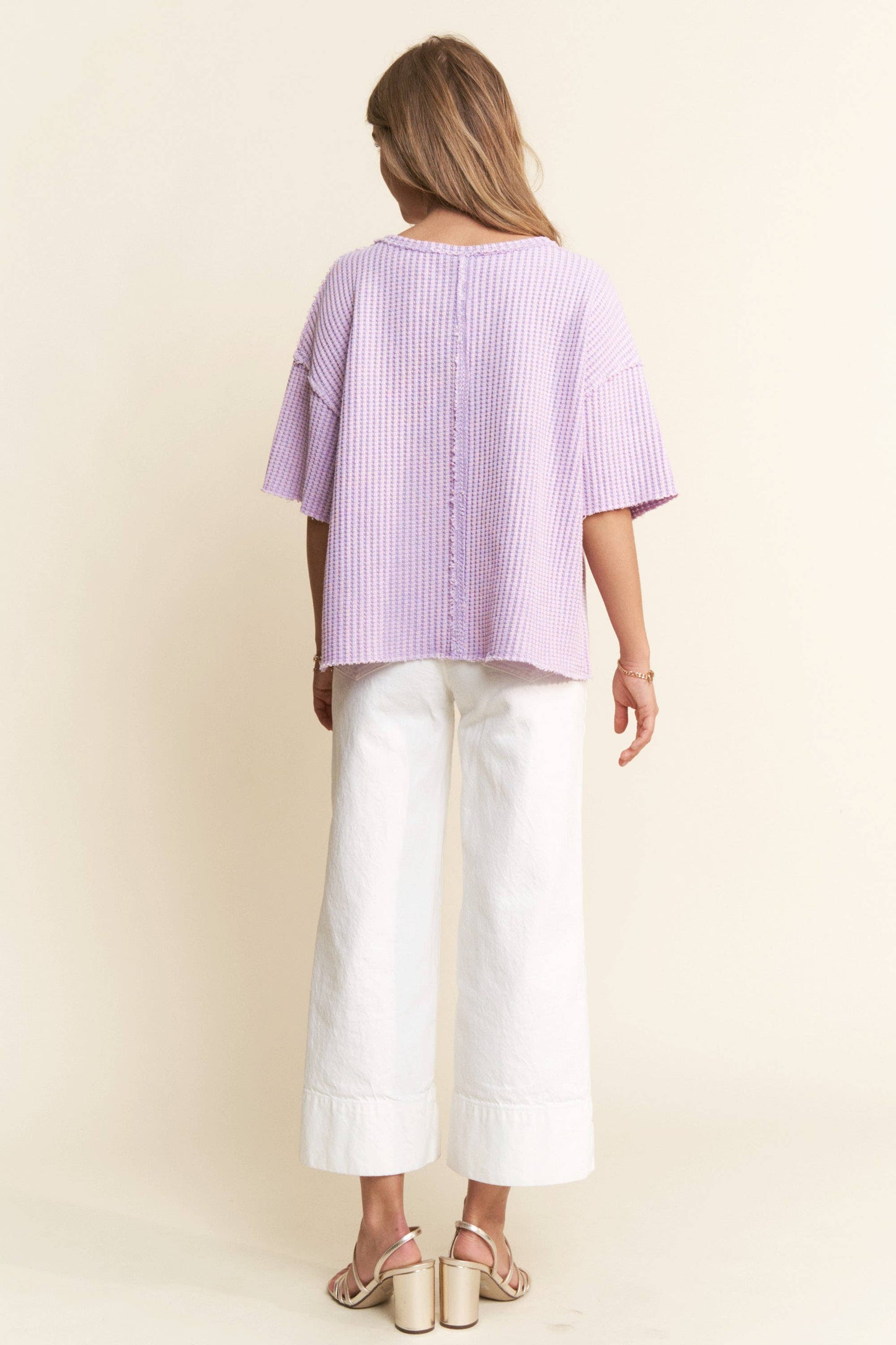 Mineral Washed Waffle Knit Short Sleeve Top