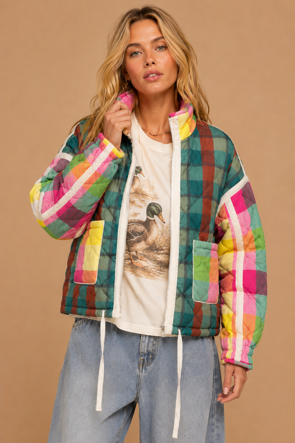 J.NNA - Quilted Patchwork Puffer