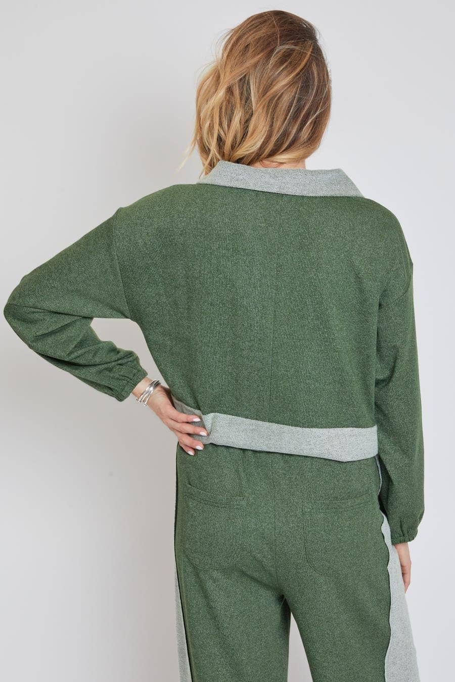 Half Zip Pull Over Sweater with Drawstring Waist-WJ1089RT