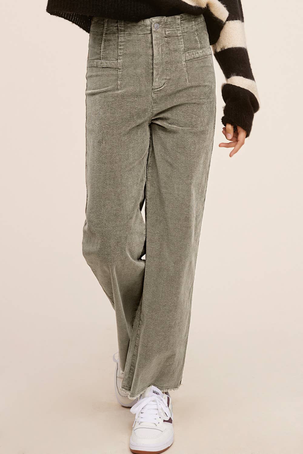 MCP4220-Mineral Washed High Waisted Wide Leg Corduroy Pants
