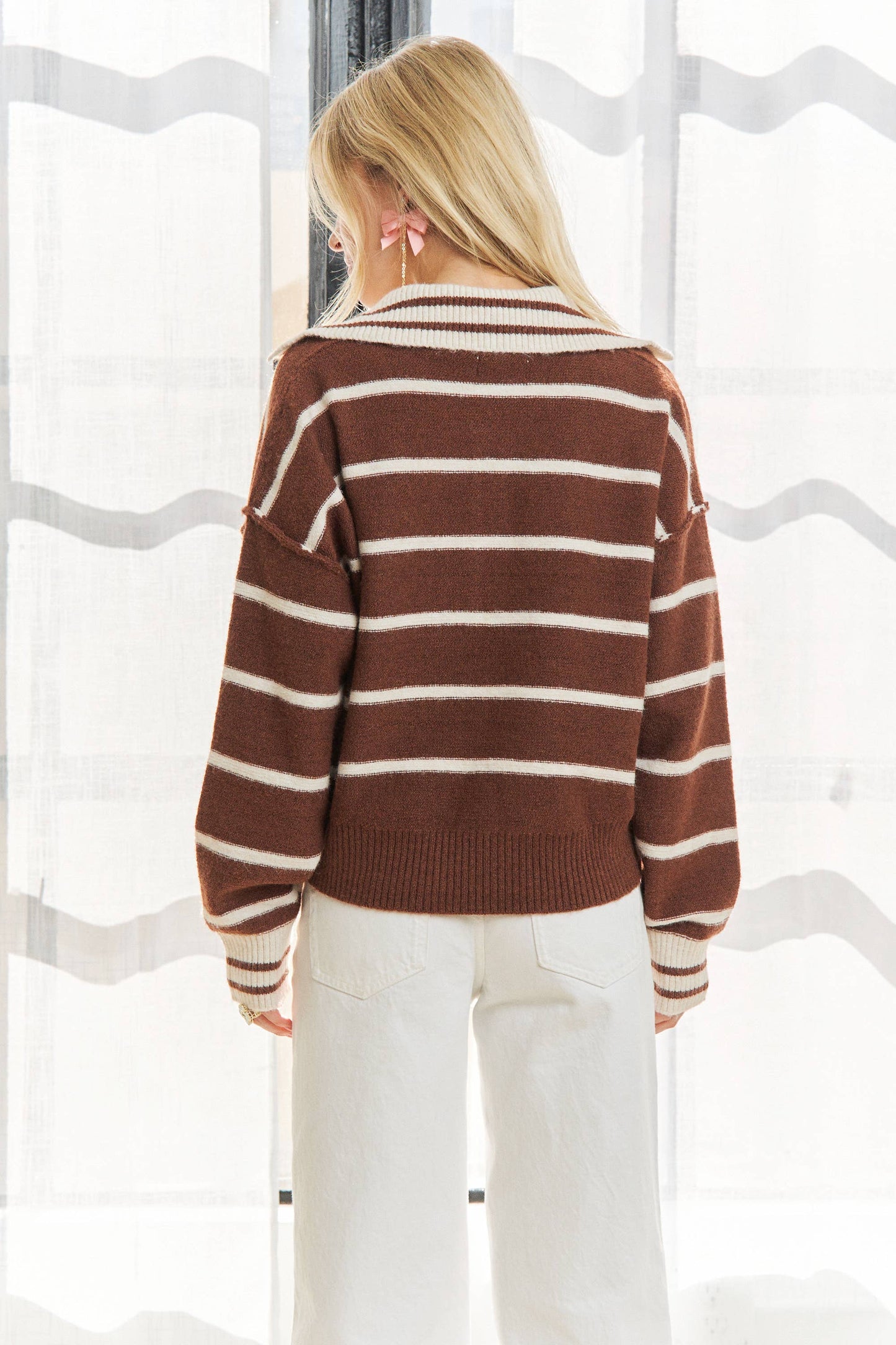CESW3582 - STRIPED POLO SWEATER TOP