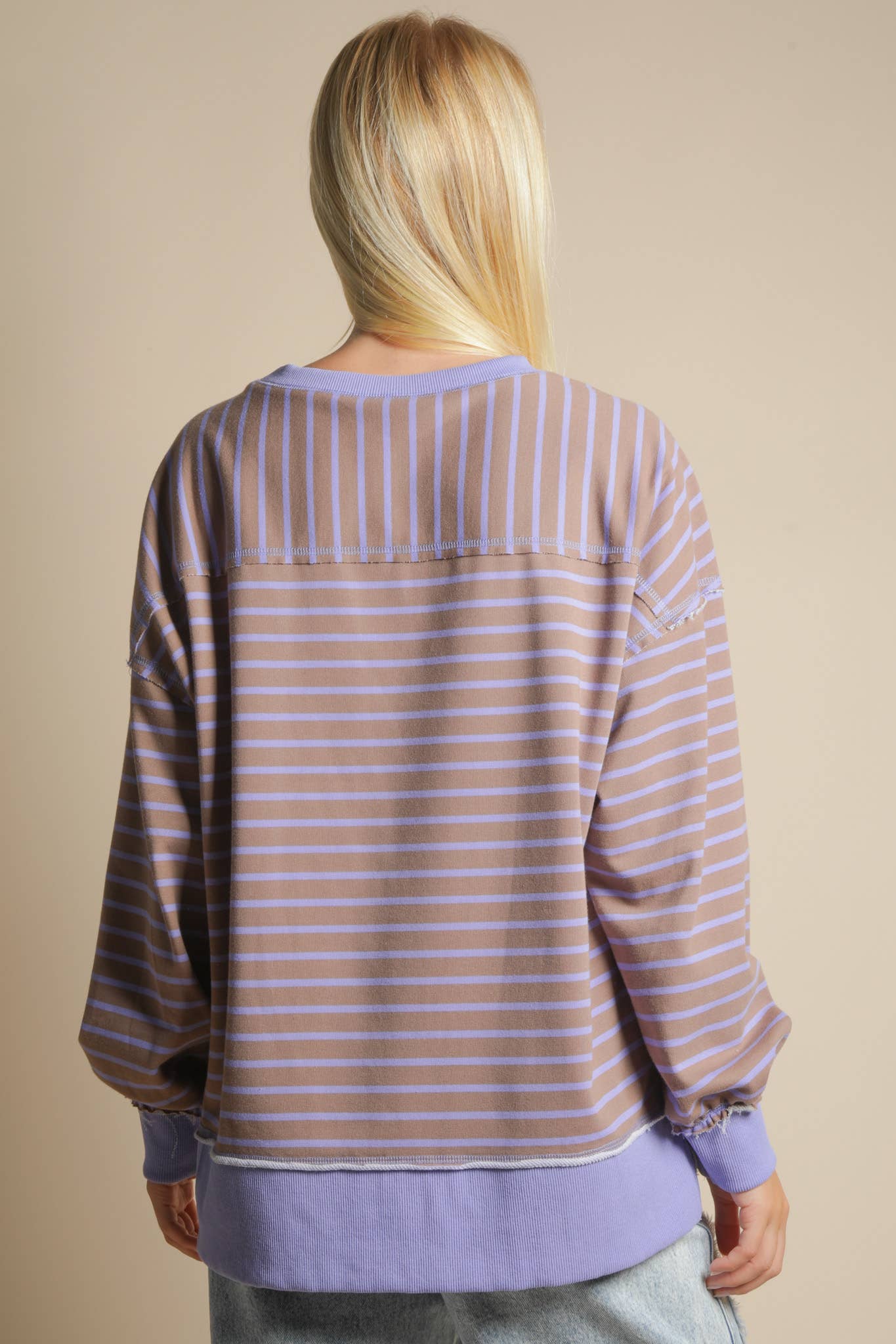 NT11927-Stripe Comfy Casual Oversized Knit Top