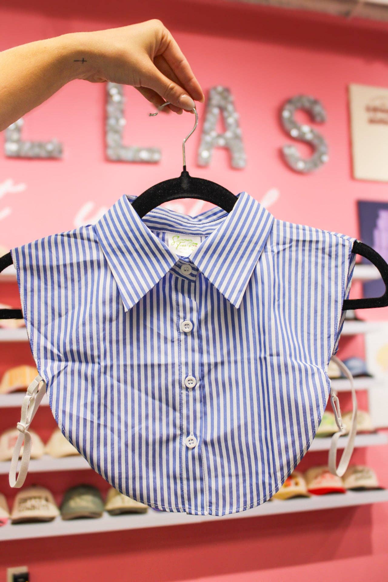 Summer Tees - BLUE & WHITE STRIPED COLLAR