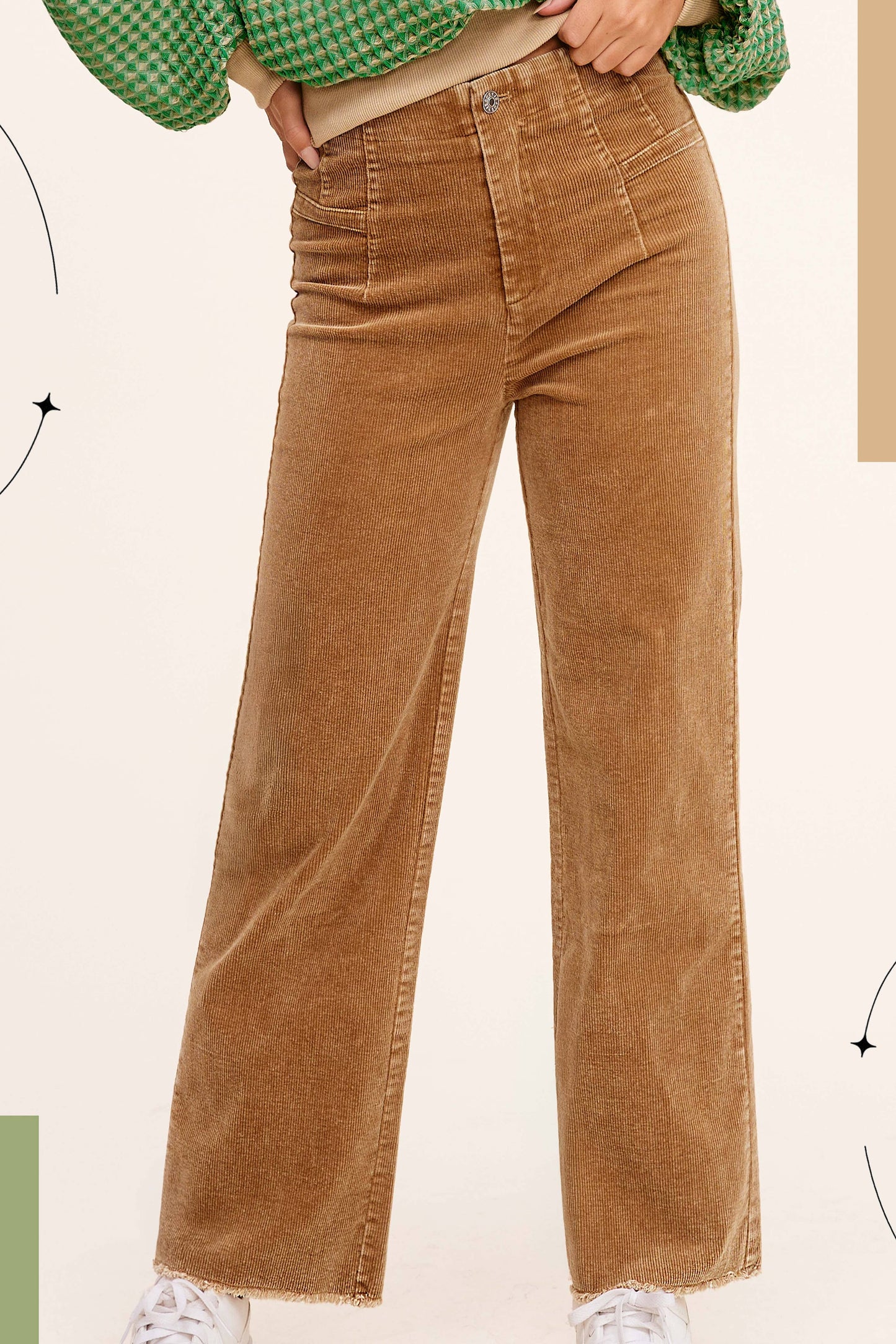 MCP4220-Mineral Washed High Waisted Wide Leg Corduroy Pants