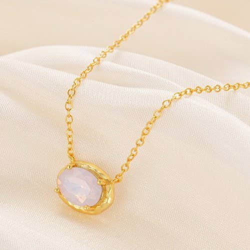 JOSSLYN by wall to wall - OVAL GEMSTONE CHARM PENDANT NECKLACE | 40NK9661