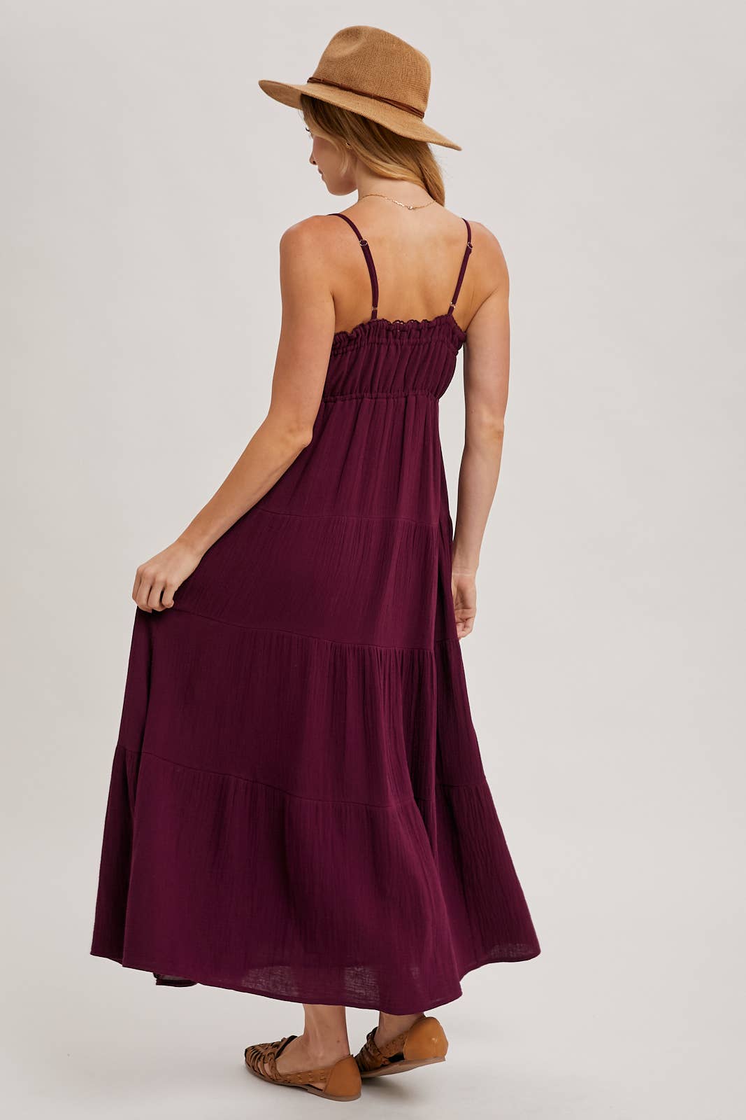 SMOCKED RUFFLE TRIM TIERED MAXI SUNDRES