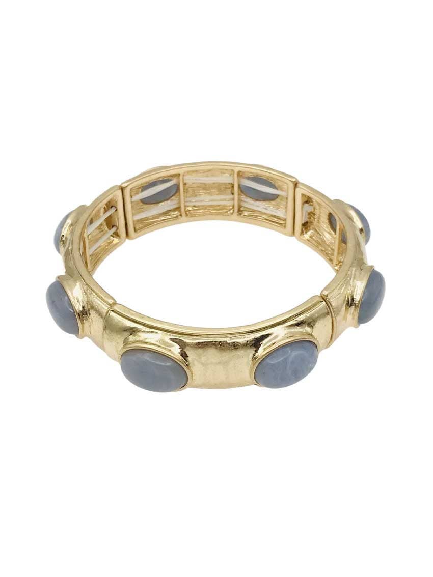 What's Hot - Hammered Gold with Grey Natural Stone Oval Accents