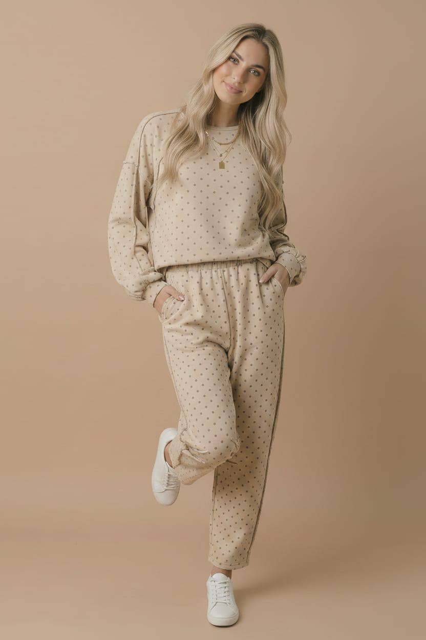 Haptics - Elastic Waist Polka Dot Barrel Pants