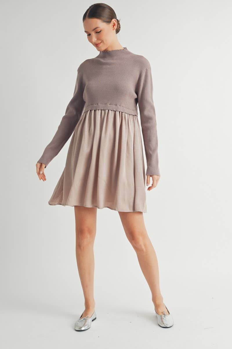 Long Sleeve Twofer Sweater Mini Dress