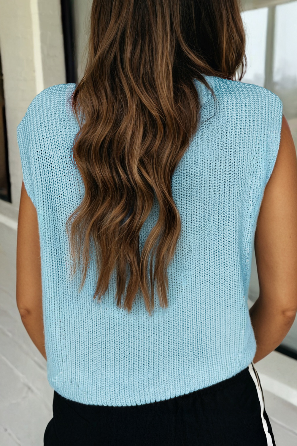 V Neck Button Front Sweater Vest