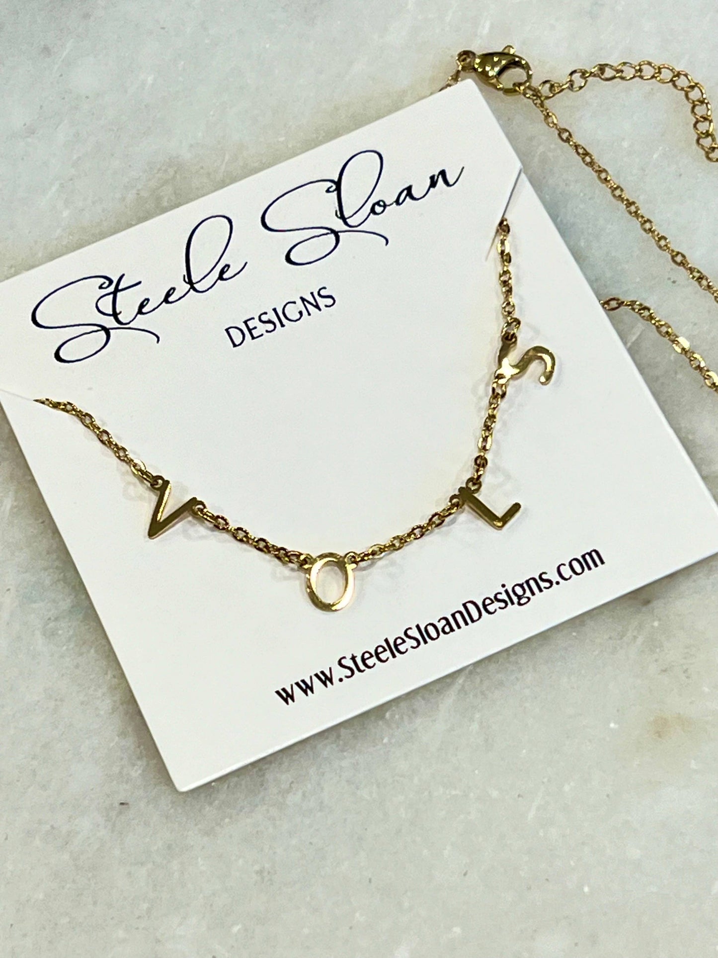 Steele Sloan Designs - VOLS Charm Necklace Gold VOLS Dangle Layer Necklace 