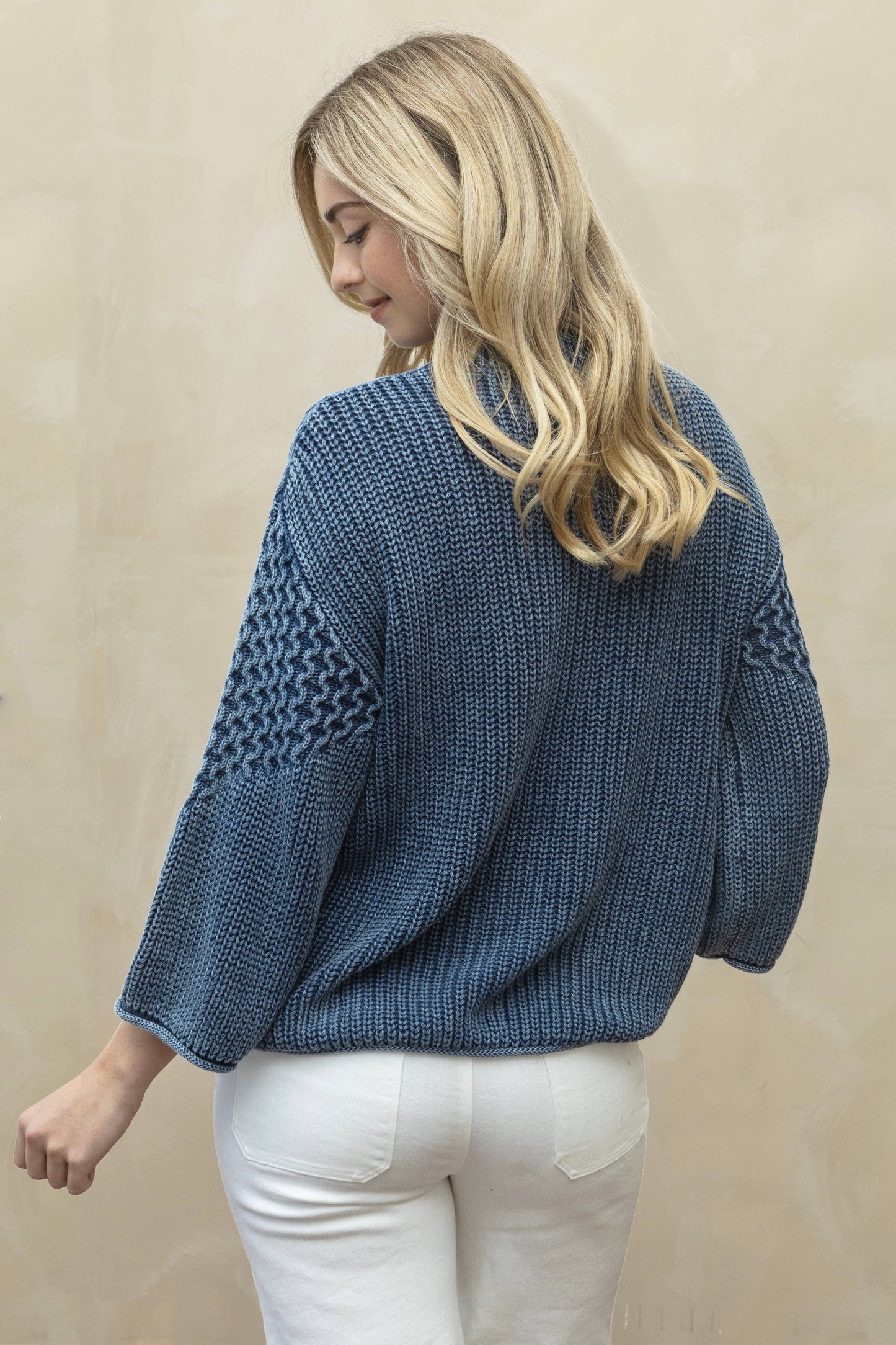 SA00122T - Textured Pattern Washed Casual Sweater